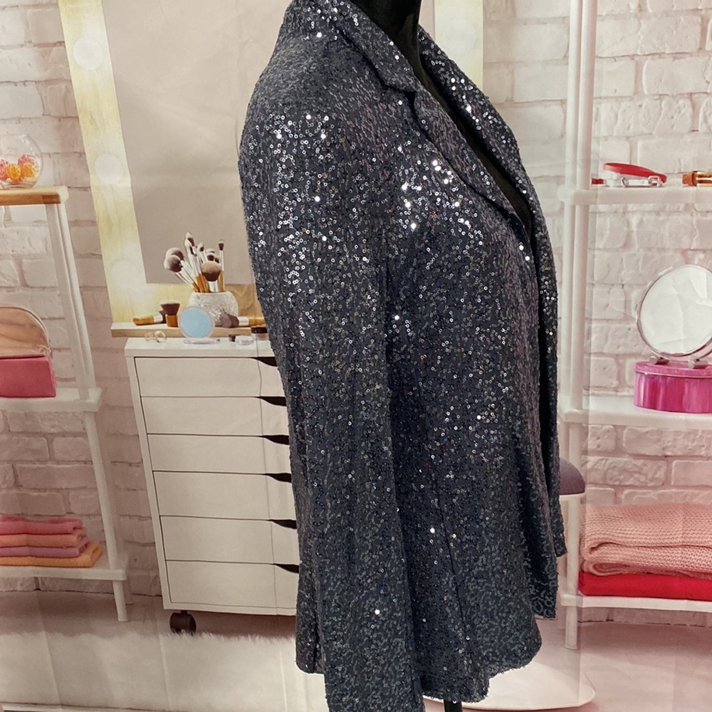 Bobeau Gray Sequin Jacket Size L - Picture 2 of 9